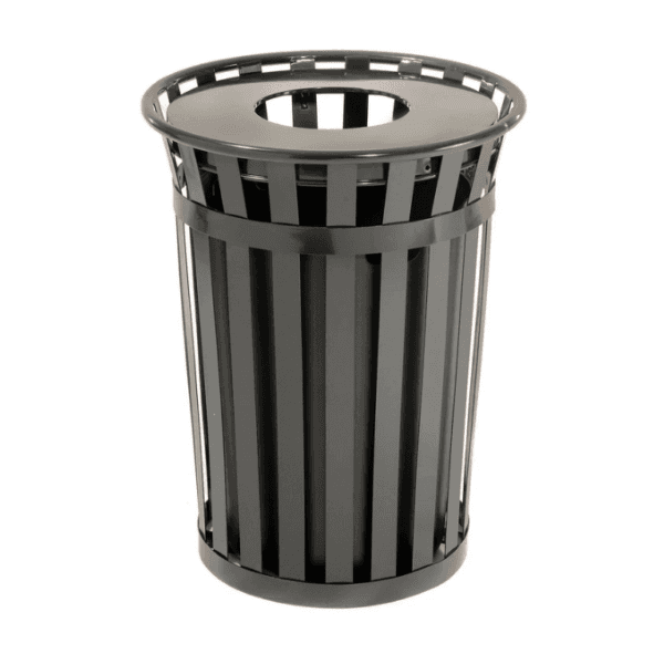 Slatted Steel Trash Can