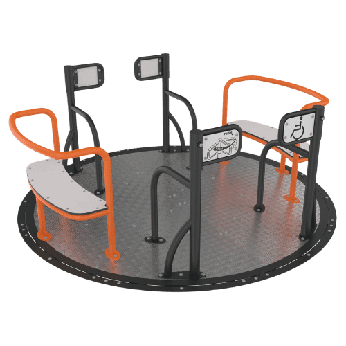 Inclusive Carousel CA 206 playground spinner with accessible seating and handrails