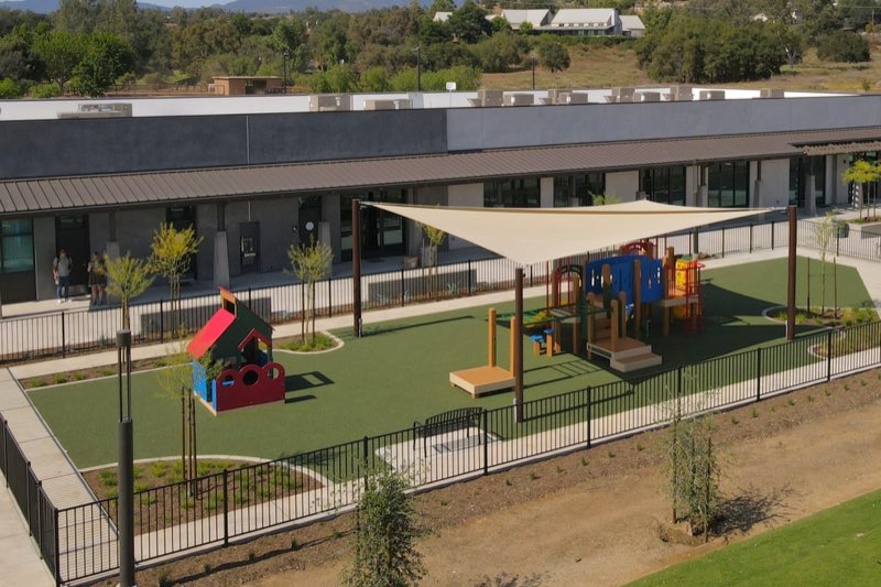 School campus playground from above