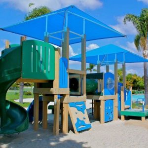 curve plastic and wood playground