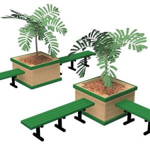 Recycled Plastic Planter with 2 Benches
