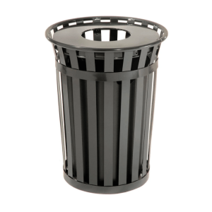 Slatted Steel Trash Can