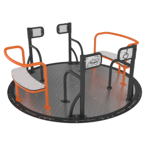 Inclusive Carousel CA 206 playground spinner with accessible seating and handrails